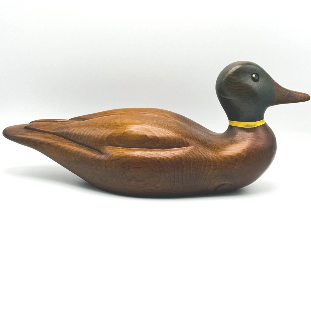 Vtg. Hand Carved Wood Mallard Duck Decoy Sculpture Cabin Lakehouse Cottagecore - Picture 10 of 10